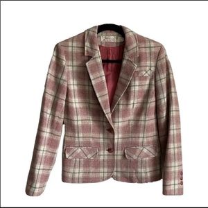 Vintage Young Pendleton Pink & White Wool Tartan Blazer